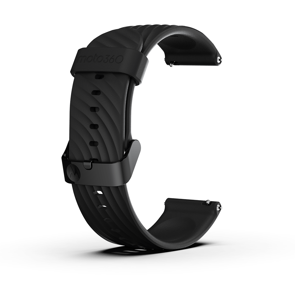 Moto 360 - Bracelet en silicone à impact élevé, noir avec boucle noire