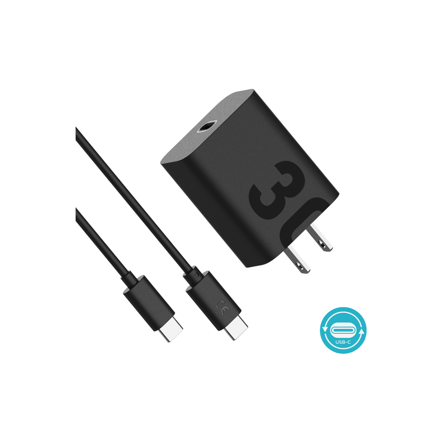 Motorola Chargeur USB-C TurboPower 30 avec câble USB-C vers USB-C